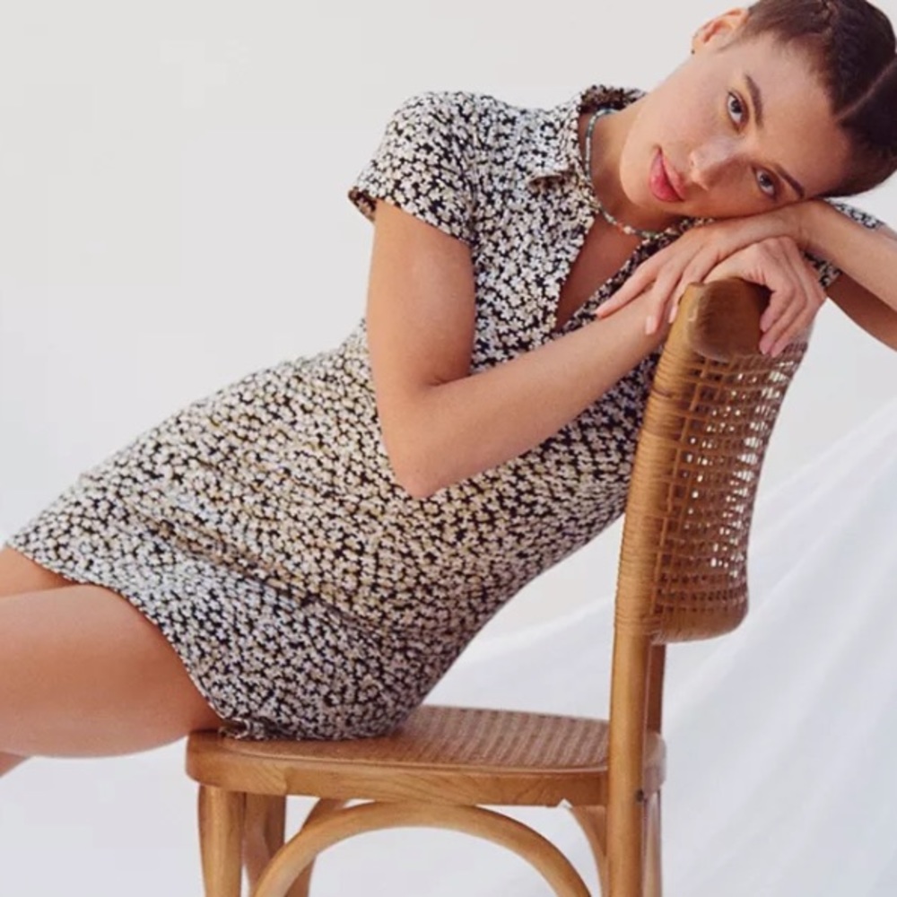 Motel Rocks Jeeves Floral Mini Shirt Dress